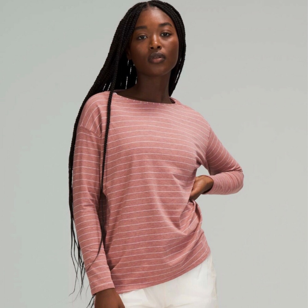 lululemon athletica Dusty Rose Striped Long Sleeve Tee